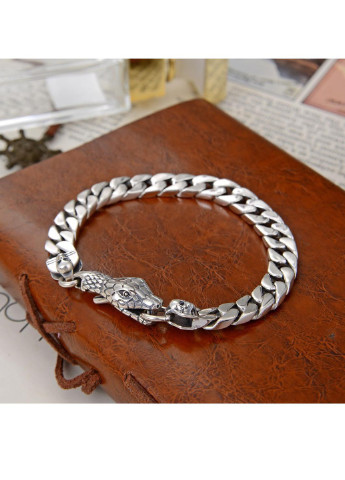 Срібний браслет Уроборос із головою змії та черепами No Brand (254968722)