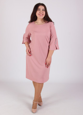 Розово-коричневое деловое платье Evastyle однотонное