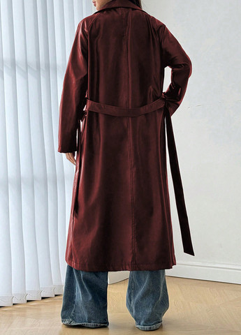 Бордове демісезонне Пальто однобортне SHEIN