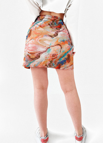 Разноцветная пляжный с абстрактным узором юбка PrettyLittleThing а-силуэта (трапеция)