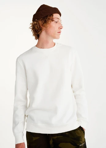 Белый свитшот Pull & Bear однотонный без декора (251697004)
