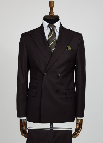 Коричневый демисезонный темно-коричневый двобортный костюм 10160 Yarmich