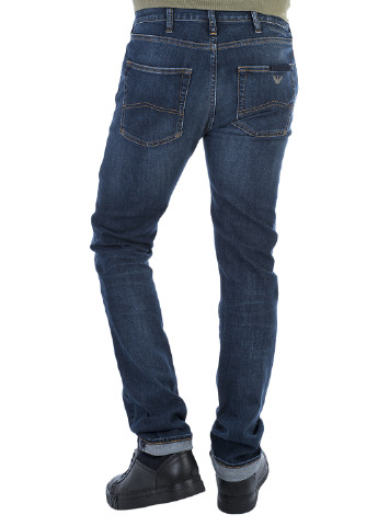Синие демисезонные зауженные джинсы Armani Jeans