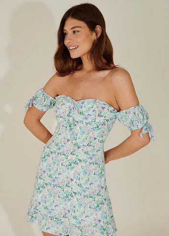 Женское летнее Платье с открытыми плечами NA-KD с абстрактным узором