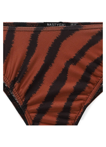 Коричневые купальные трусики в полоску Nasty Gal