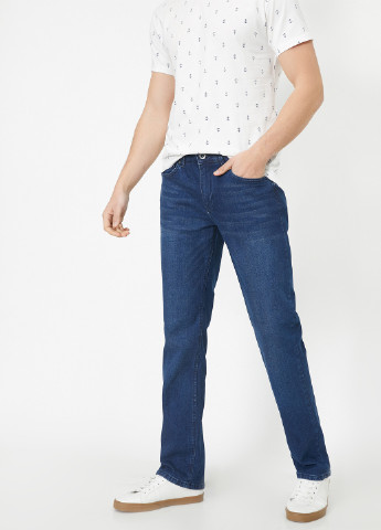 Джинси KOTON прямі однотонні сині джинсові бавовна