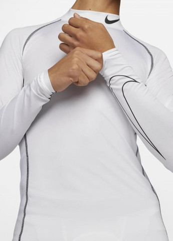 Лонгслів DD1986-100 Nike Pro Dri-FIT Mock Long-Sleeve Tight Top однотонний білий спортивні поліестер