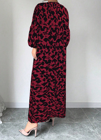 Красное кэжуал платье а-силуэт SHEIN с абстрактным узором