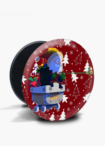 Попсокет (Popsockets) тримач для смартфону Санта Майк Бравл Старс (Santa Mike Brawl Stars) (8754-1001) Чорний MobiPrint (216748558)