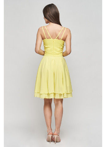 Жовтий повсякденний сукня наомі кльош, з спідницею-сонце, з відкритими плечима, з пишною спідницею BYURSE однотонна