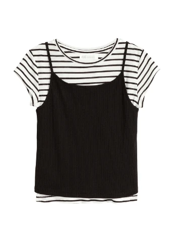 Черно-белый летний комплект (футболка, майка) H&M