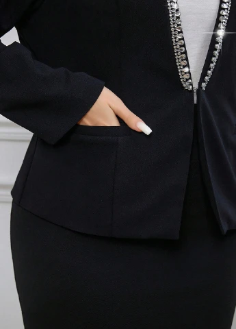 Черный женский жакет SHEIN однотонный - демисезонный