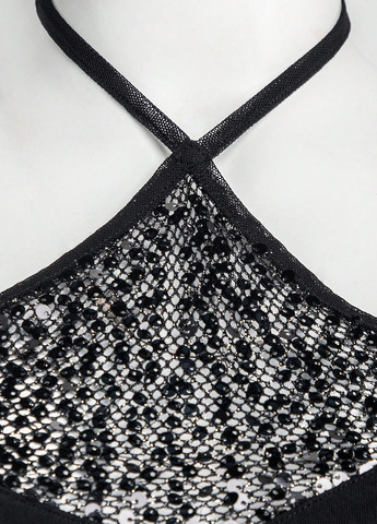 Черное коктейльное платье с открытой спиной SHEIN однотонное