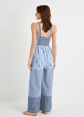 Комбинезон KOTON комбинезон-брюки абстрактный синий кэжуал хлопок, лен