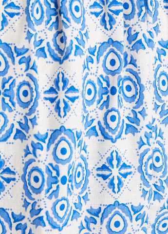 Комбинезон KOTON комбинезон-брюки абстрактный синий кэжуал хлопок, лен