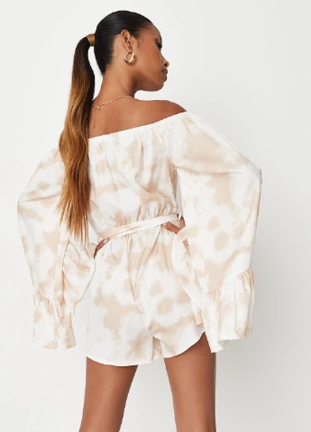 Комбинезон Missguided комбинезон-шорты тай-дай бежевый кэжуал полиэстер