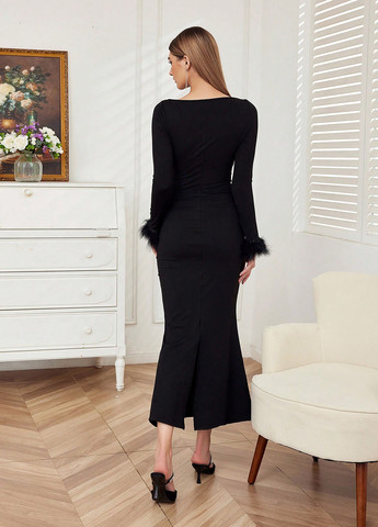 Чорна вечірня сукня годе SHEIN однотонна