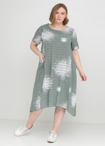 Оливковое (хаки) кэжуал платье Made in Italy с абстрактным узором