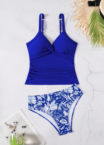 Синий летний купальник (лиф, трусики) танкини, раздельный SHEIN
