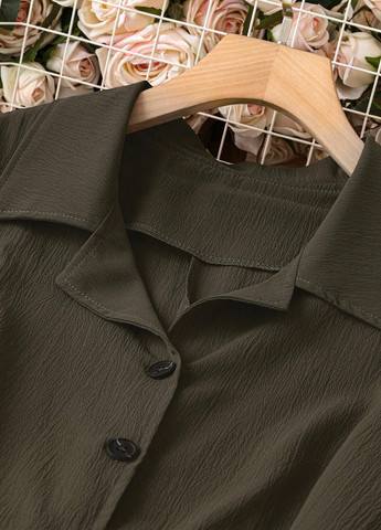 Темно-зеленое кэжуал платье а-силуэт SHEIN однотонное