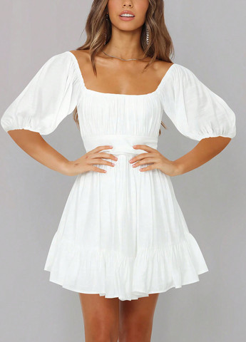 Білий кежуал сукня а-силует SHEIN однотонна