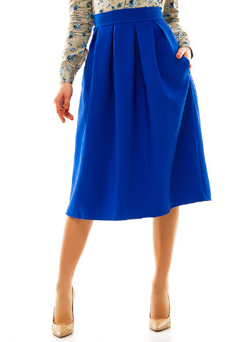 Синяя кэжуал однотонная юбка Lady Style