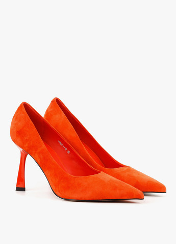 Оранжевые женские кэжуал туфли на высоком каблуке украинские - фото
