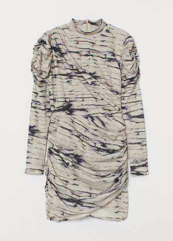 Бежевое кэжуал платье H&M с абстрактным узором