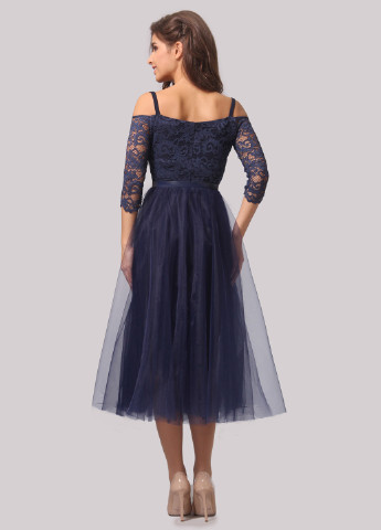 Темно-синее коктейльное платье пачка Agata Webers однотонное