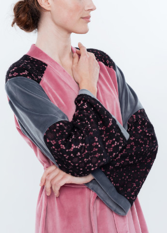 Халат жіночий XL пудра-сірий 03114 Effetto (254797151)