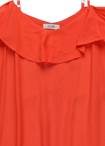Оранжевое кэжуал платье с открытыми плечами Kiomi однотонное