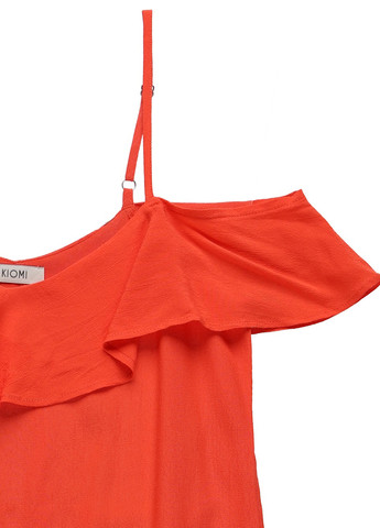 Оранжевое кэжуал платье с открытыми плечами Kiomi однотонное