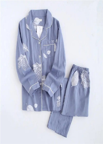 Блакитна всесезон піжама (сорочка, штани) рубашка + брюки TV-magazin