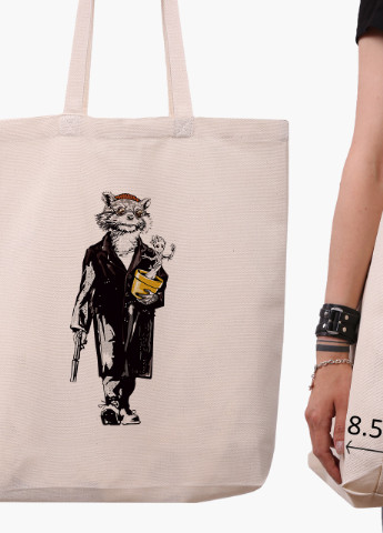 Эко сумка шоппер белая Ракета и Грут Леон Киллер (Rocket Groot Leon Killer) (9227-2064-WTD) Еко сумка шоппер біла 41*39*8 см MobiPrint (215977324)