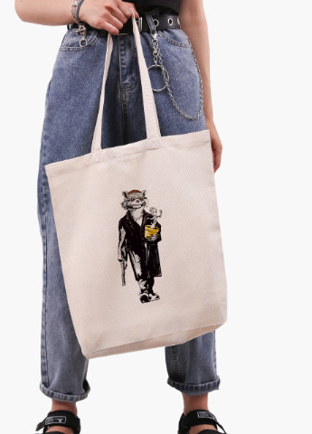 Эко сумка шоппер белая Ракета и Грут Леон Киллер (Rocket Groot Leon Killer) (9227-2064-WTD) Еко сумка шоппер біла 41*39*8 см MobiPrint (215977324)