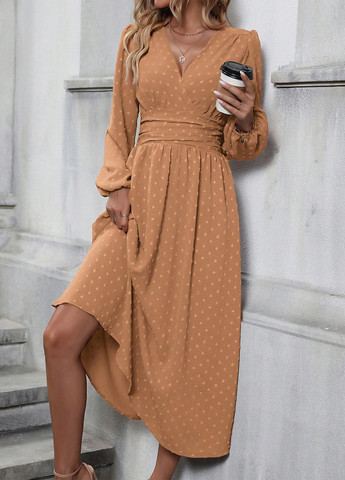 Оливкова (хакі) кежуал сукня на запах SHEIN однотонна