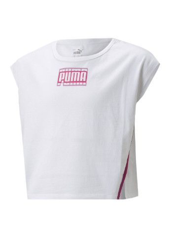 Детская футболка Alpha Style Youth Tee Puma однотонная белая спортивная хлопок, полиэстер
