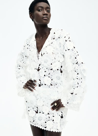 Білий коктейльна, вечірня, пляжна сукня H&M однотонна