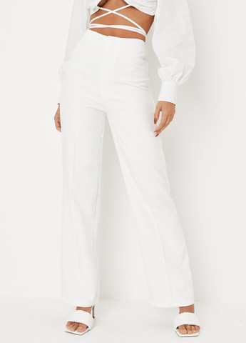 Белые кэжуал демисезонные прямые брюки Missguided