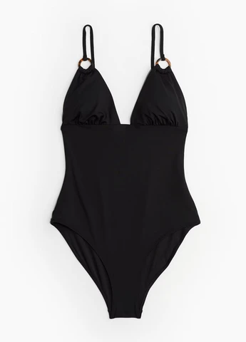 Черный летний купальник слитный H&M