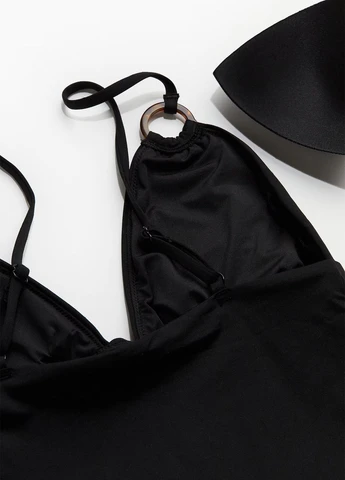 Черный летний купальник слитный H&M