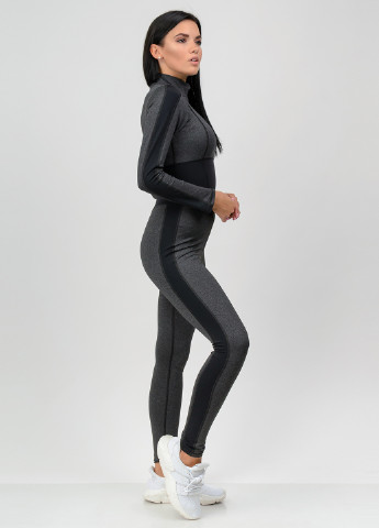 Комбінезон Go Fitness комбінезон-брюки меланж темно-сірий спортивний поліестер, біфлекс
