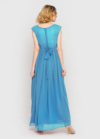 Блакитна вечірня сукня в стилі армпір, кльош Vovk однотонна