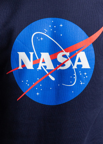 Черный свитшот с логотипом Nasa - крой однотонный темно-синий кэжуал - (251176431)