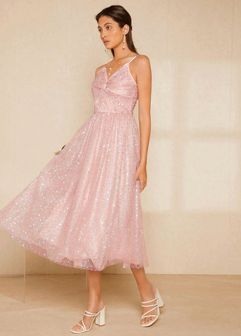 Рожева вечірня сукня з пишною спідницею SHEIN однотонна