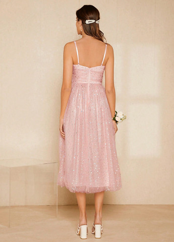 Рожева вечірня сукня з пишною спідницею SHEIN однотонна