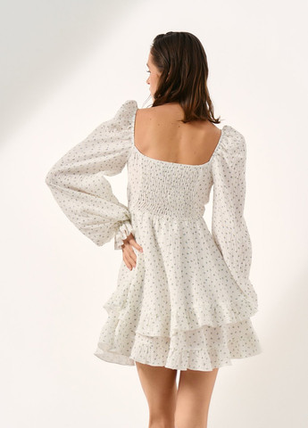 Белое кэжуал платье клеш Gepur с цветочным принтом