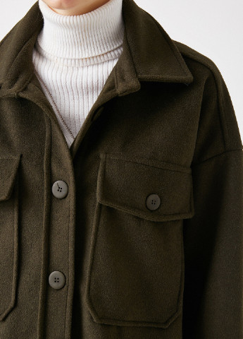 Оливковое (хаки) демисезонное Пальто пальто-рубашка KOTON