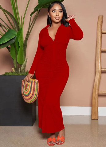 Червона кежуал сукня сукня-сорочка SHEIN однотонна