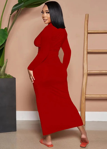 Червона кежуал сукня сукня-сорочка SHEIN однотонна